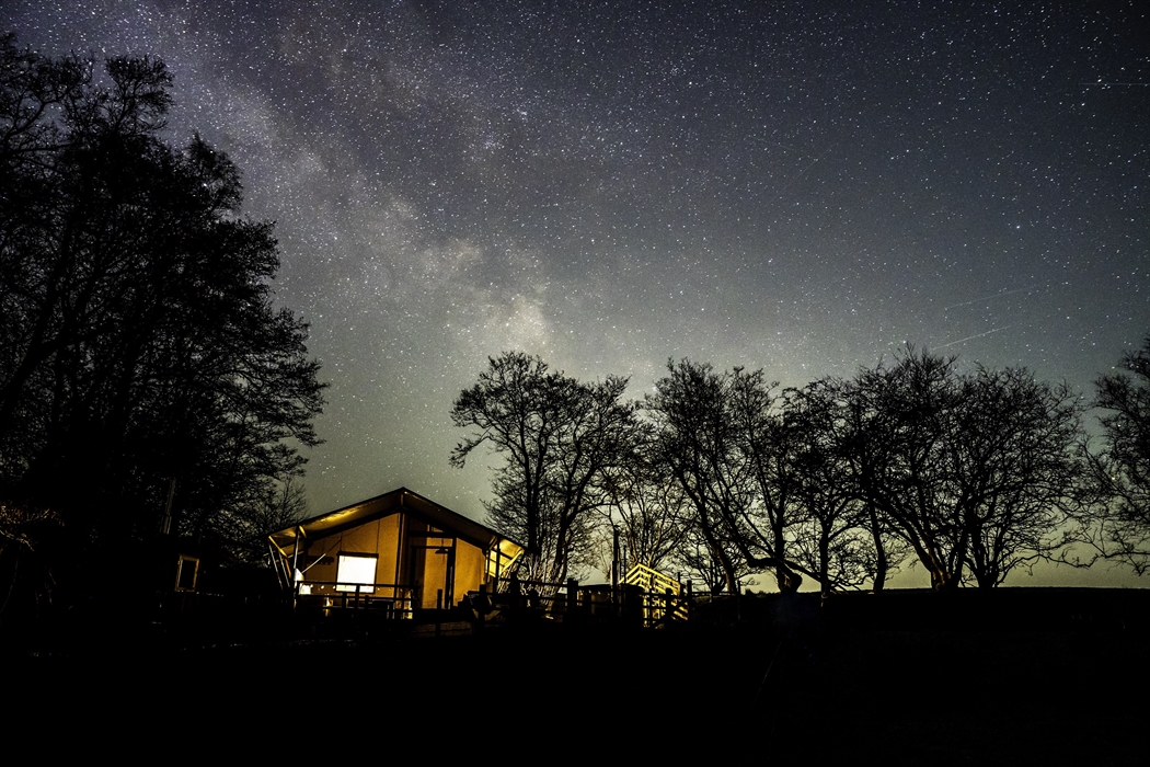 The Milky Way over Stellar Safari Lodge with clear dark skies.