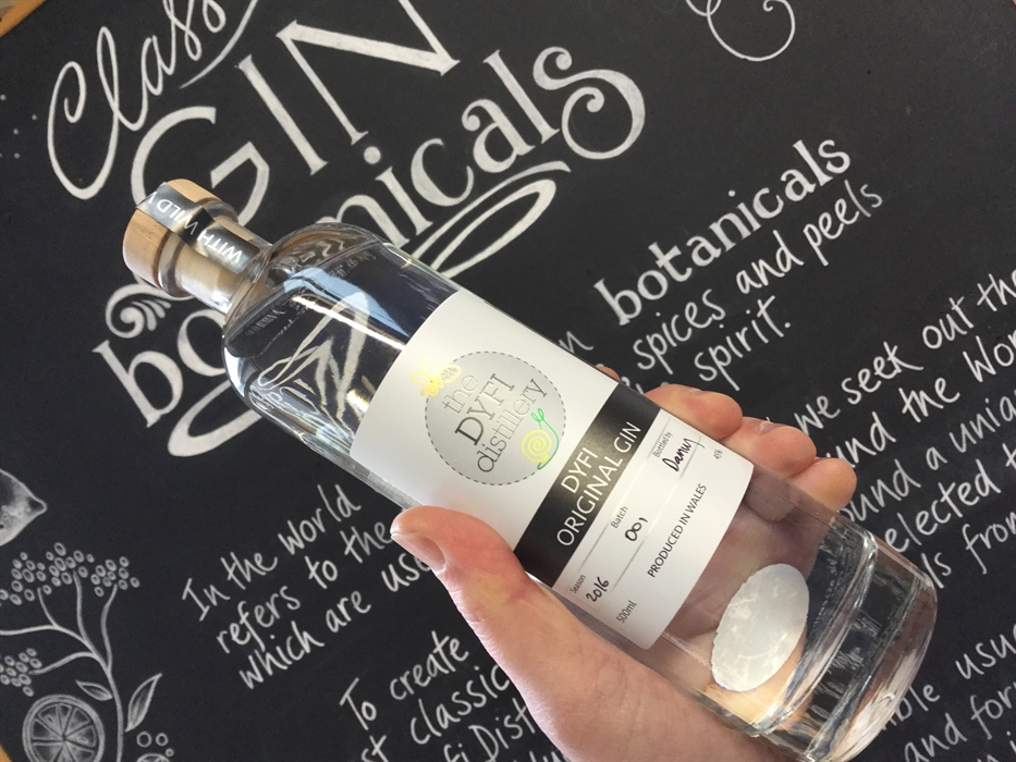 A bottle of Dyfi Original Gin