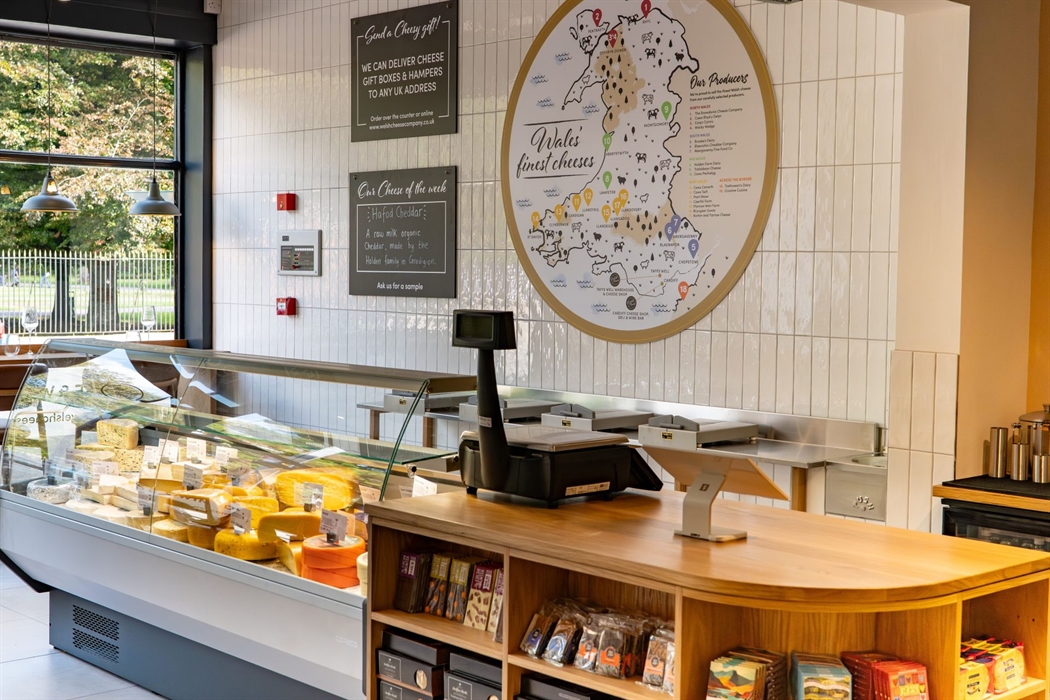Deli cheese fridge and counter display