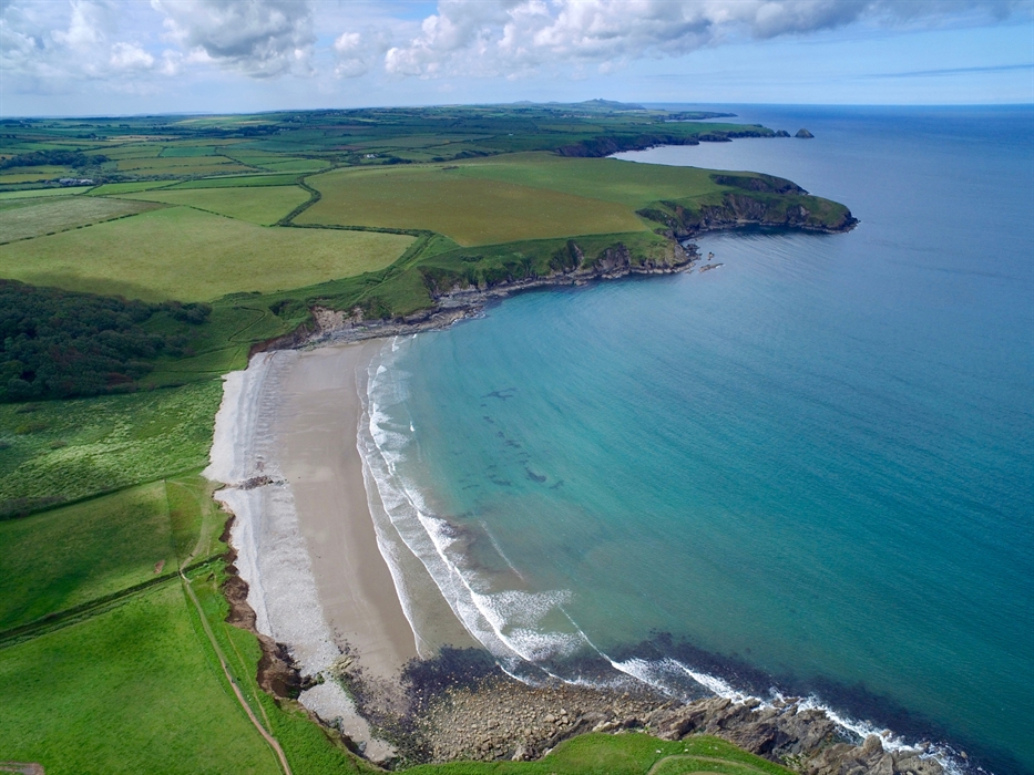Abermawr beach aerial view