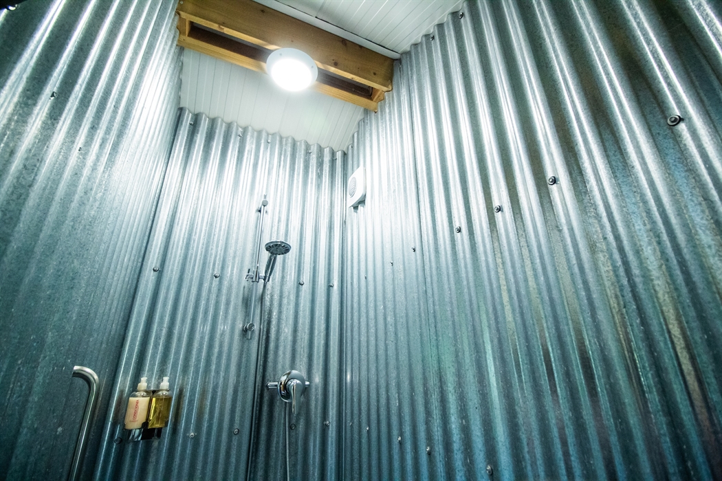 Large hot water shower inside the Lodge. Toiletries provided.