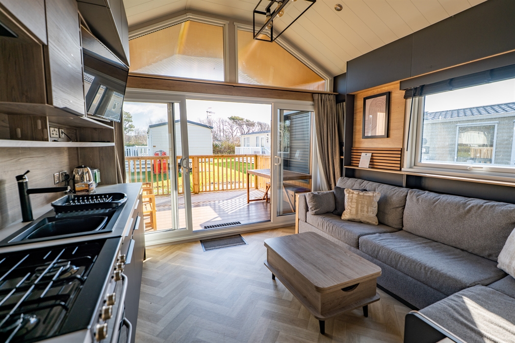 Luxury Lodge Decking with Furniture and Hot Tub