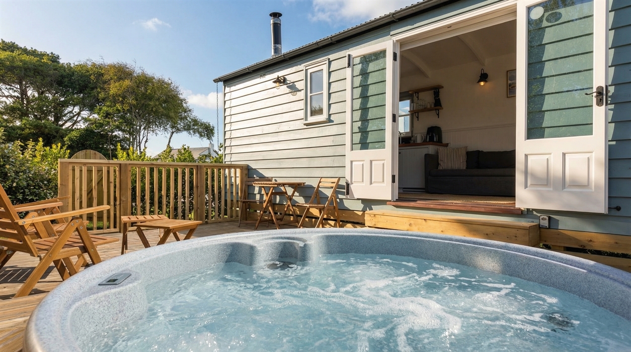 Shepherds Hut Glamping with Hot Tub