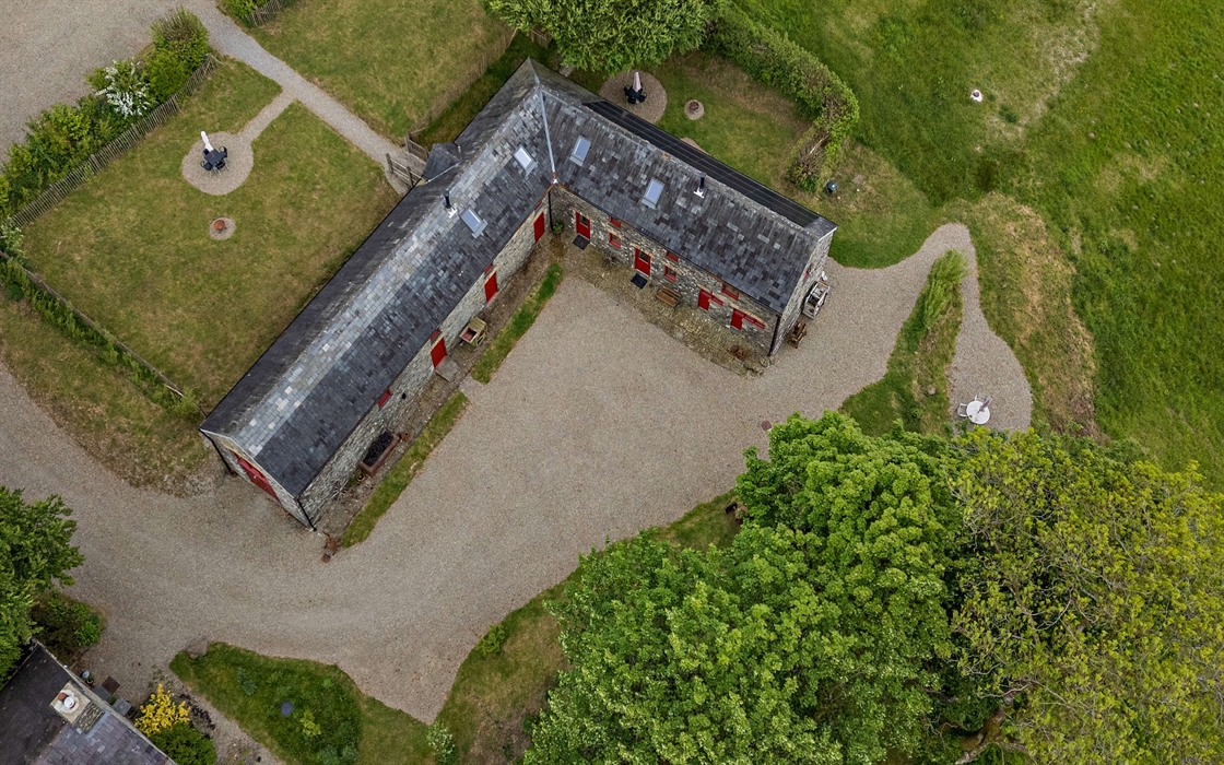 A birds eye view of the converted eco barn - one of the best places to stay in Carmarthenshire