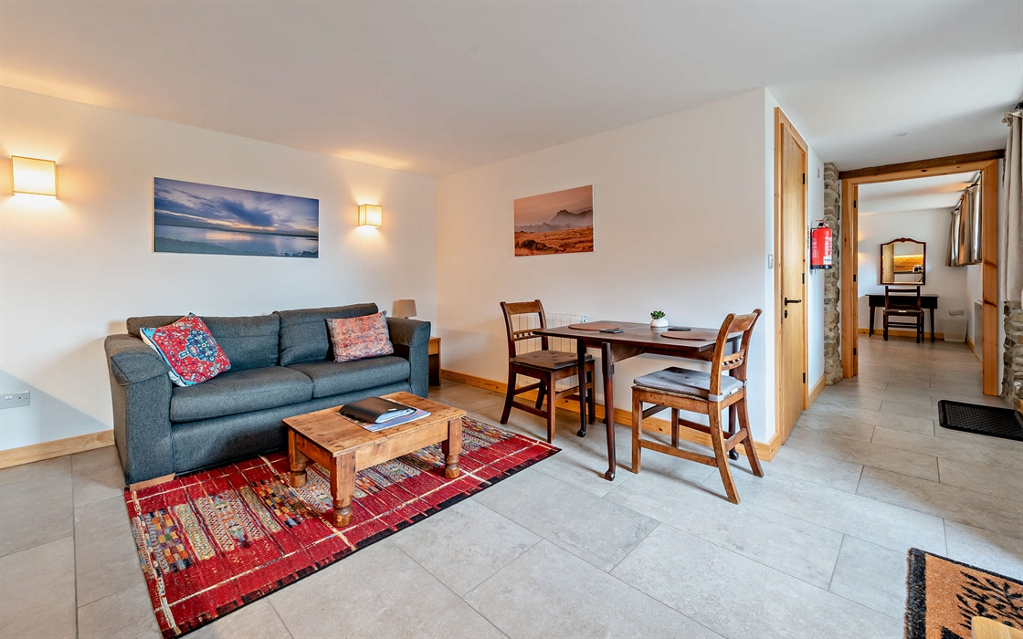 The open plan kitchen-lounge-dining space