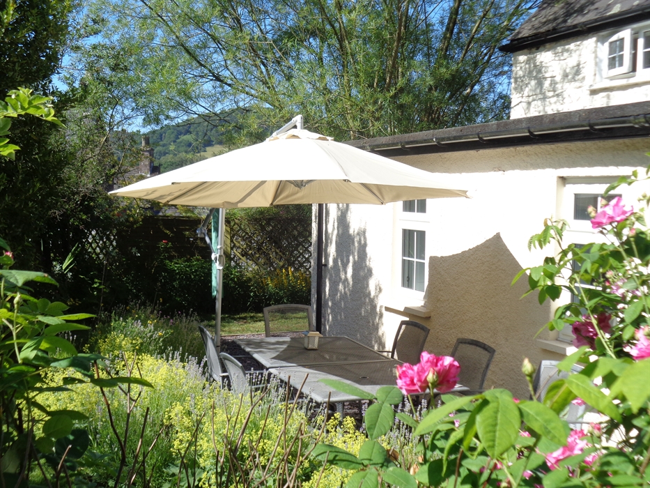 Cool shade in the summer garden at Tintern Abbey Cottage