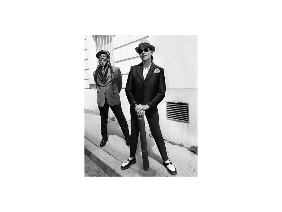black and white image of the band