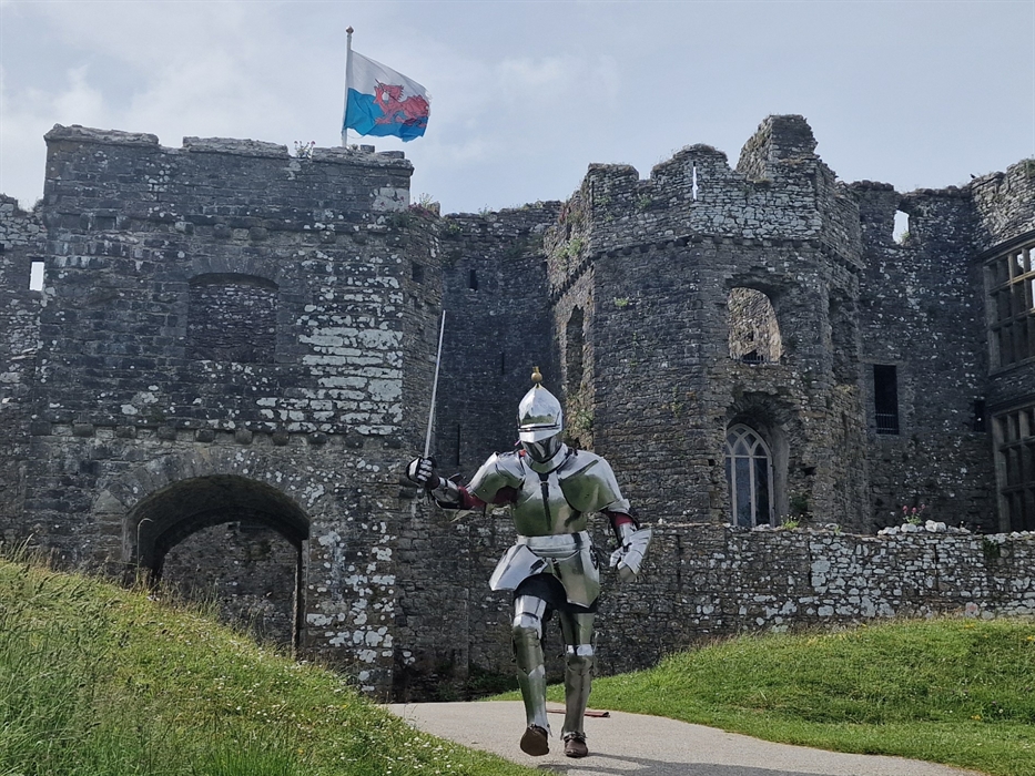 Knight in armour at Carew Castle