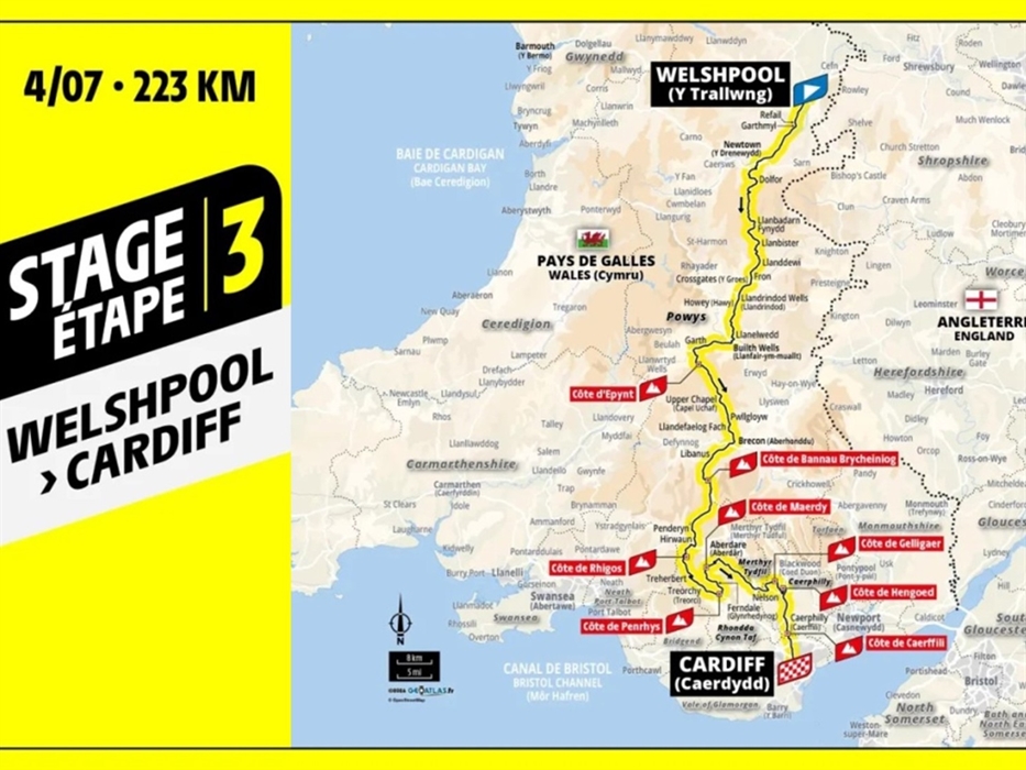 Tour de France 2027-Stage 3 Welshpool to Cardiff